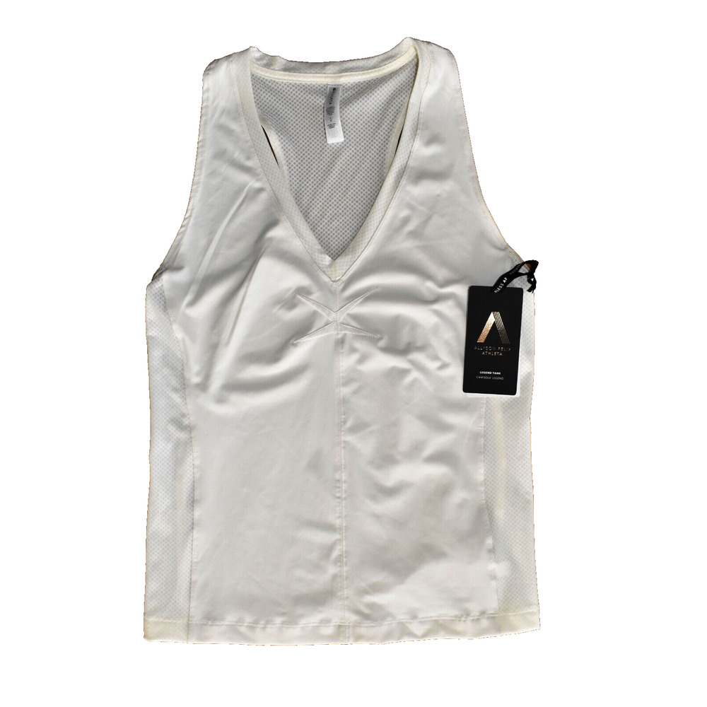 A5 NWT ALLYSON FELIX + ATHLETA Off White SuperSonic Fabric Racerback Top Size L